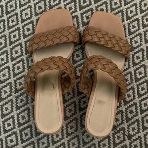 Chunky Nude Braided Sandal Heels 3